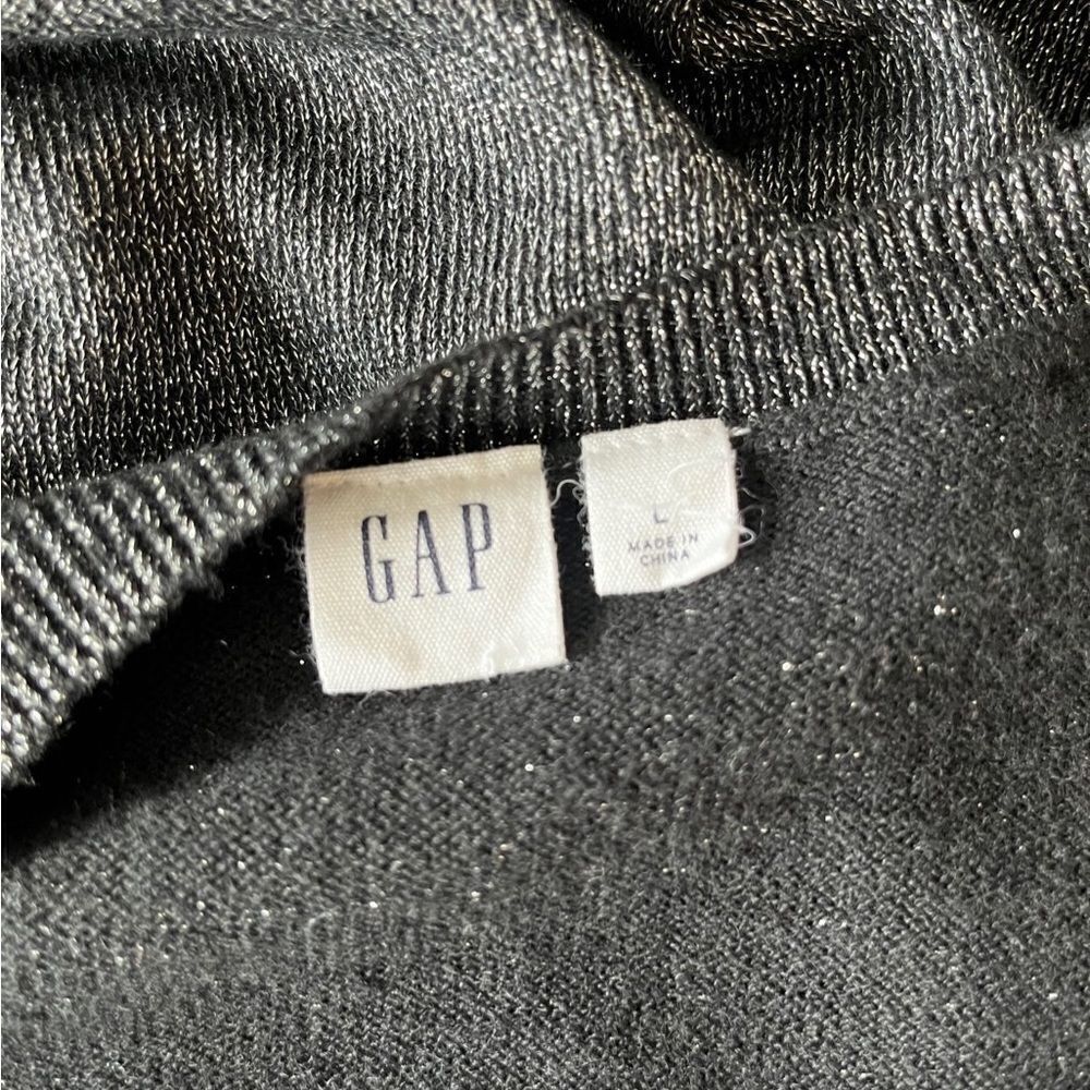 GAP black/silver metallic button front cardigan, size L - Picture 6 of 6